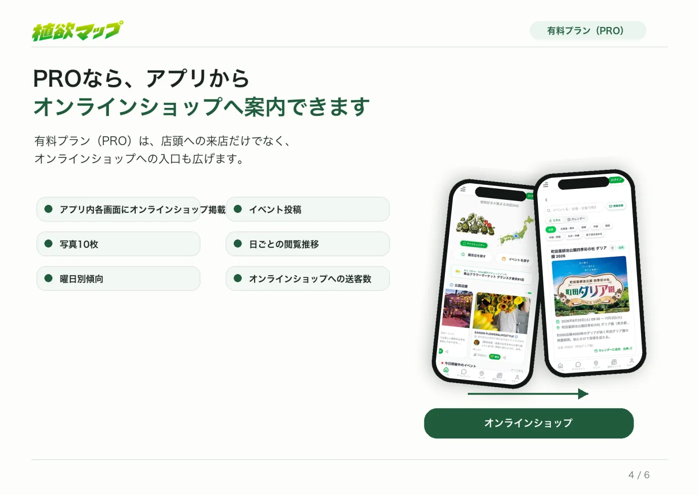 アプリ内でオンラインショップへ案内される様子